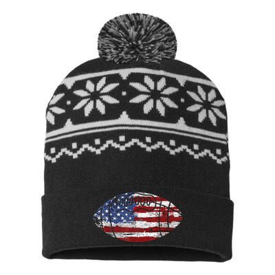 Football Usa American Flag Vintage Gift USA-Made Snowflake Beanie