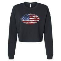 Football Usa American Flag Vintage Gift Cropped Pullover Crew