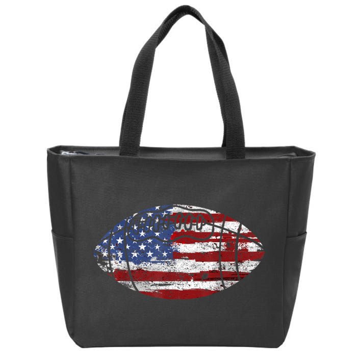 Football Usa American Flag Vintage Gift Zip Tote Bag