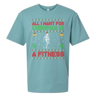 Funny Ugly All I Want For Christmas Is A Fitness Meaningful Gift Sueded Cloud Jersey T-Shirt