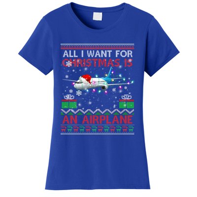 Funny Ugly All I Want For Christmas Is A Airplane Great Gift Women's T-Shirt