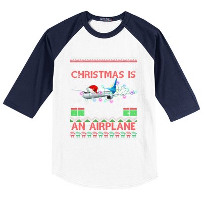 Funny Ugly All I Want For Christmas Is A Airplane Great Gift Baseball Sleeve Shirt