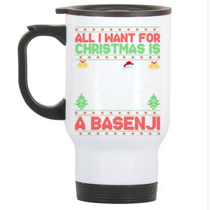 Funny Ugly All I Want For Christmas Is A Basenji Gift Stainless Steel Travel Mug