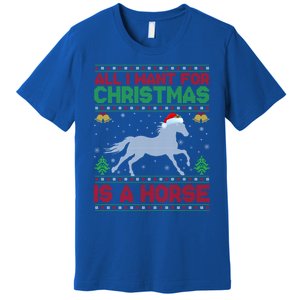 Funny Ugly All I Want For Christmas Is A Horse Gift Premium T-Shirt