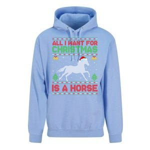 Funny Ugly All I Want For Christmas Is A Horse Gift Unisex Surf Hoodie