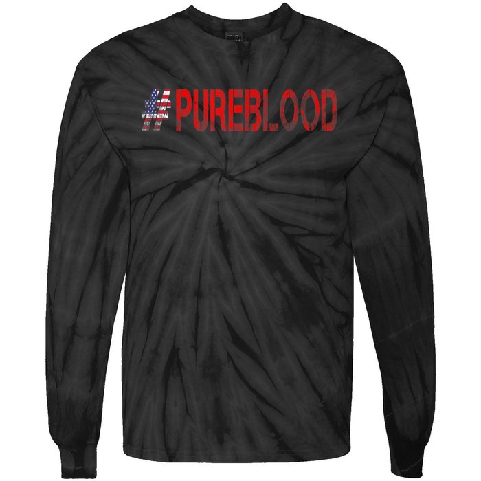 Free USA American Flag #PUREBLOOD Pure Blood Tie-Dye Long Sleeve Shirt