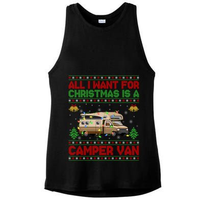 Funny Ugly All I Want For Christmas Is A Camper Van Cute Gift Ladies PosiCharge Tri-Blend Wicking Tank