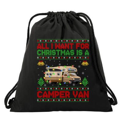 Funny Ugly All I Want For Christmas Is A Camper Van Cute Gift Drawstring Bag
