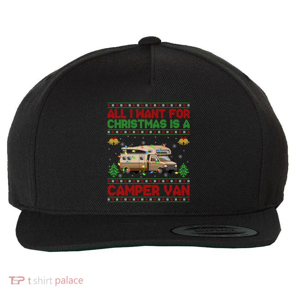 Funny Ugly All I Want For Christmas Is A Camper Van Cute Gift Wool Snapback Cap