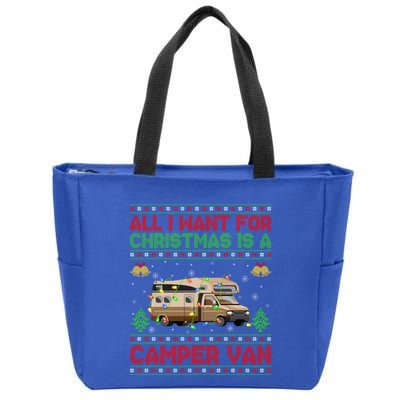 Funny Ugly All I Want For Christmas Is A Camper Van Cute Gift Zip Tote Bag
