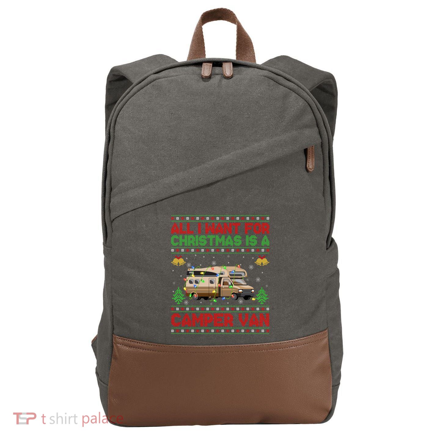 Funny Ugly All I Want For Christmas Is A Camper Van Cute Gift Cotton Canvas Backpack