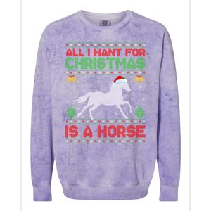 Funny Ugly All I Want For Christmas Is A Horse Gift Colorblast Crewneck Sweatshirt