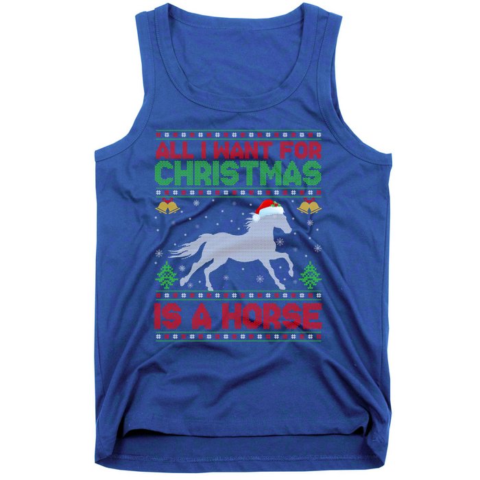 Funny Ugly All I Want For Christmas Is A Horse Gift Tank Top