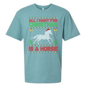 Funny Ugly All I Want For Christmas Is A Horse Gift Sueded Cloud Jersey T-Shirt