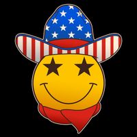 Funny USA American Flag Cowboy Smiley Emoji Flatbill Hat
