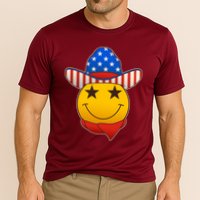 Funny USA American Flag Cowboy Smiley Emoji Cooling Performance Crew T-Shirt
