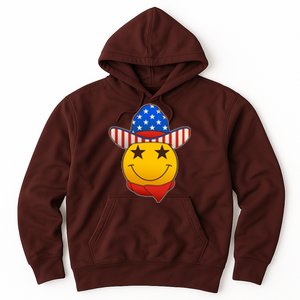 Funny USA American Flag Cowboy Smiley Emoji Hoodie