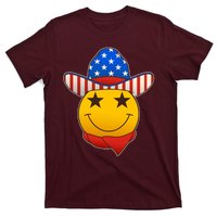 Funny USA American Flag Cowboy Smiley Emoji T-Shirt