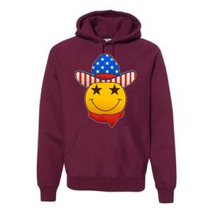 Funny USA American Flag Cowboy Smiley Emoji Premium Hoodie