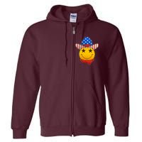 Funny USA American Flag Cowboy Smiley Emoji Full Zip Hoodie