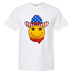 Funny USA American Flag Cowboy Smiley Emoji Garment-Dyed Heavyweight T-Shirt