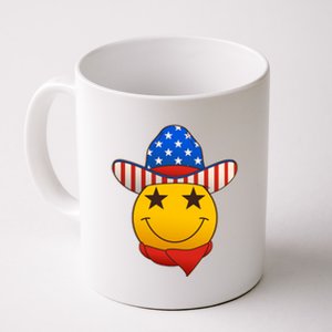 Funny USA American Flag Cowboy Smiley Emoji Coffee Mug