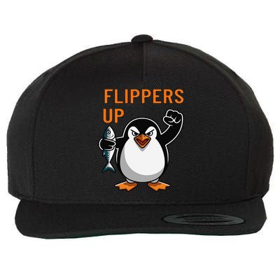 Flippers Up Angry Penguin Activism Protesting Tariffs Wool Snapback Cap