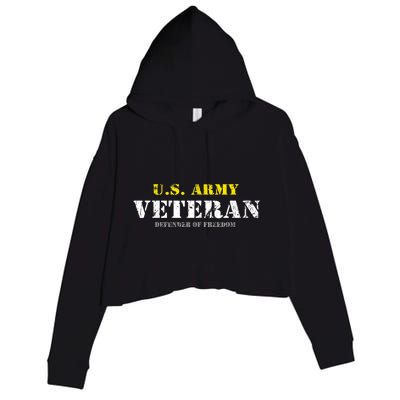 Funny U.S. Army Proud Army Veteran Vintage Gift Crop Fleece Hoodie