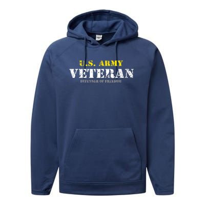 Funny U.S. Army Proud Army Veteran Vintage Gift Performance Fleece Hoodie