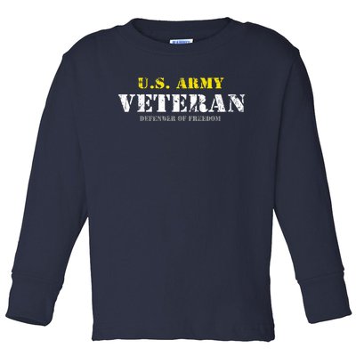 Funny U.S. Army Proud Army Veteran Vintage Gift Toddler Long Sleeve Shirt