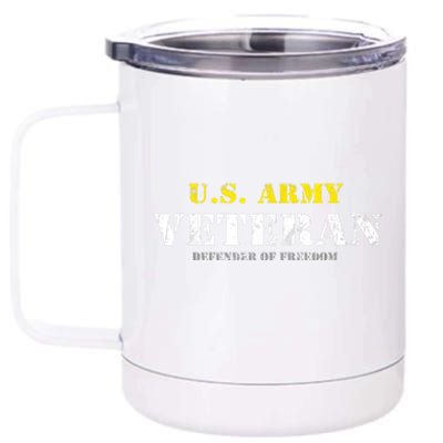 Funny U.S. Army Proud Army Veteran Vintage Gift 12 oz Stainless Steel Tumbler Cup