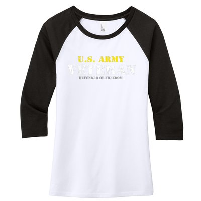 Funny U.S. Army Proud Army Veteran Vintage Gift Women's Tri-Blend 3/4-Sleeve Raglan Shirt