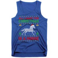 Funny Ugly All I Want For Christmas Is A Horse Gift Tank Top