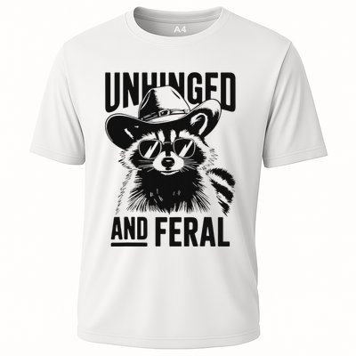 Funny Unhinged And Feral Raccoon Cowboy Trash Panda Cooling Performance Crew T-Shirt