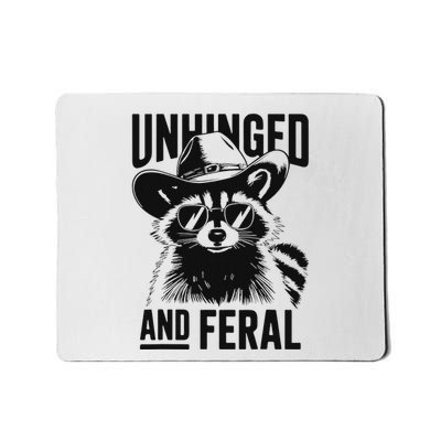 Funny Unhinged And Feral Raccoon Cowboy Trash Panda Mousepad