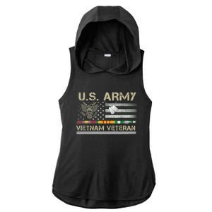 Funny US Army Vietnam Veteran USA Flag A Great Gift For Veteran Vietnam Army Ladies PosiCharge Tri-Blend Wicking Draft Hoodie Tank