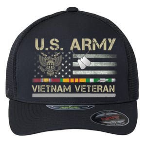 Funny US Army Vietnam Veteran USA Flag A Great Gift For Veteran Vietnam Army Flexfit Unipanel Trucker Cap