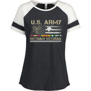 Funny US Army Vietnam Veteran USA Flag A Great Gift For Veteran Vietnam Army Enza Ladies Jersey Colorblock Tee