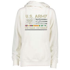 Funny US Army Vietnam Veteran USA Flag A Great Gift For Veteran Vietnam Army Womens Funnel Neck Pullover Hood