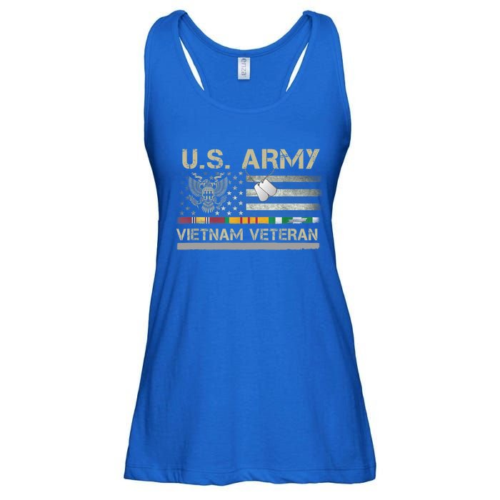 Funny US Army Vietnam Veteran USA Flag A Great Gift For Veteran Vietnam Army Ladies Essential Flowy Tank