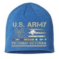 Funny US Army Vietnam Veteran USA Flag A Great Gift For Veteran Vietnam Army Sustainable Beanie