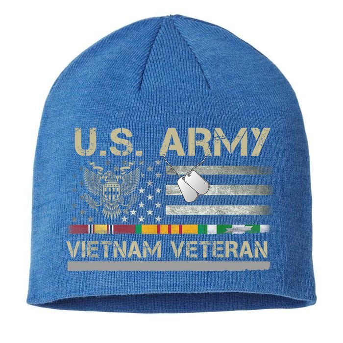 Funny US Army Vietnam Veteran USA Flag A Great Gift For Veteran Vietnam Army Sustainable Beanie