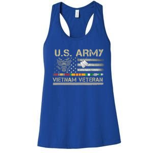 Funny US Army Vietnam Veteran USA Flag A Great Gift For Veteran Vietnam Army Women's Racerback Tank