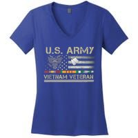 Funny US Army Vietnam Veteran USA Flag A Great Gift For Veteran Vietnam Army Women's V-Neck T-Shirt