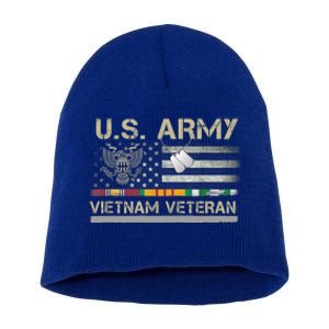 Funny US Army Vietnam Veteran USA Flag A Great Gift For Veteran Vietnam Army Short Acrylic Beanie