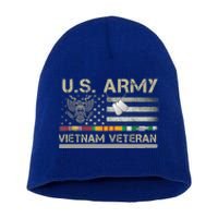 Funny US Army Vietnam Veteran USA Flag A Great Gift For Veteran Vietnam Army Short Acrylic Beanie