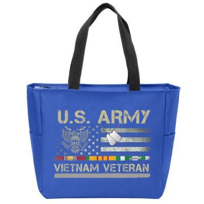 Funny US Army Vietnam Veteran USA Flag A Great Gift For Veteran Vietnam Army Zip Tote Bag