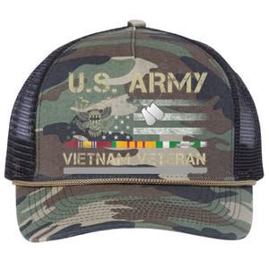 Funny US Army Vietnam Veteran USA Flag A Great Gift For Veteran Vietnam Army Retro Rope Trucker Hat Cap