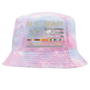 Funny US Army Vietnam Veteran USA Flag A Great Gift For Veteran Vietnam Army Tie-Dyed Bucket Hat