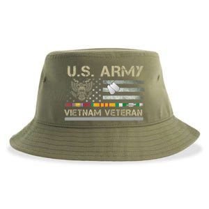 Funny US Army Vietnam Veteran USA Flag A Great Gift For Veteran Vietnam Army Sustainable Bucket Hat